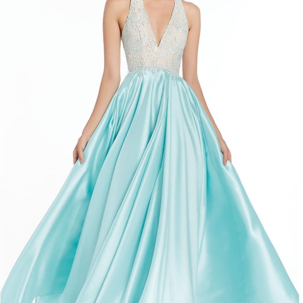 #prom Alyce Paris 1412 Secret Dress - Sea Glass colored Backless Gown